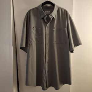 Reel Legends Men's Charcoal Button Down Short Sleeve Shirt